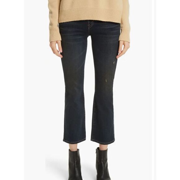 Vince Crop Flare Denim Jeans Dark Wash Classic Versatile Womens Sz 29 Stretch - Picture 1 of 9